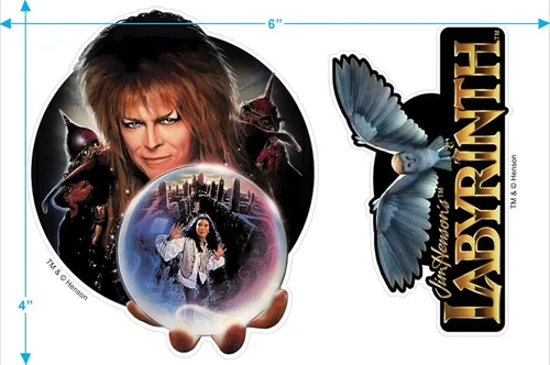 Vista 2 de Popfunk Camiseta y calcomanías clásicas de la película Labyrinth David Bowie Goblin King, Blanco sucio