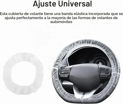 Vista 2 de 100 unidades de fundas desechables para volante, protector desechable para volante con elástico para evitar rozaduras y arañazos, funda universal