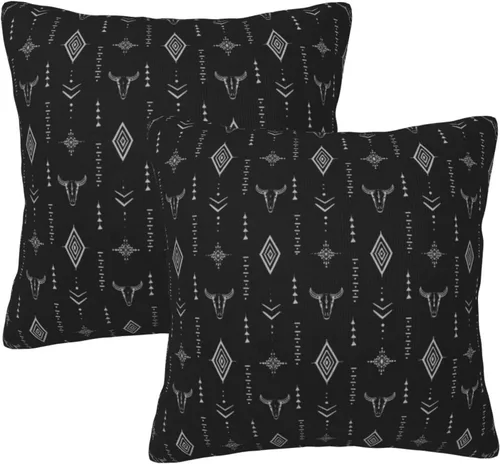 Vista 13 de Juego de 2 fundas de almohada de estilo étnico vintage, estampado geométrico azteca, étnico, tribal, para dormitorio, sala de estar, sofá
