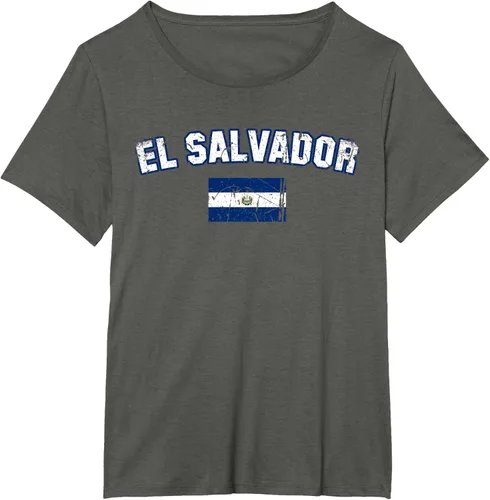 Vista 54 de EL SALVADOR Bandera Vintage Hombres Mujeres Niños Camiseta EL SALVADOR