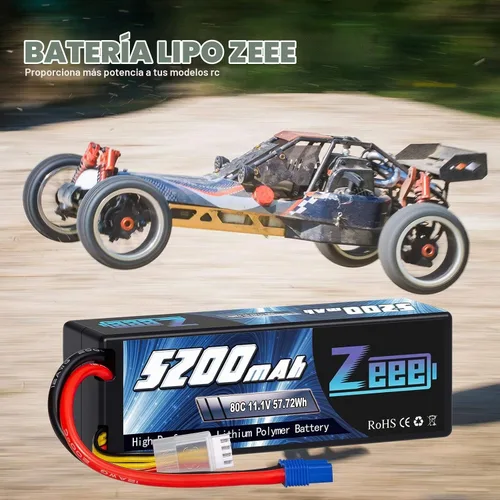 Vista 2 de Zeee 3S Lipo Batería 5200mAh 11.1V 80C con EC3 Plug (2 unidades)