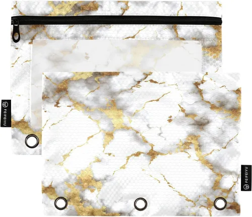 Vista 21 de Estuche para lápices de fresas rosas para carpetas de 3 anillas, estuche para lápices, bolsa de maquillaje con ventana transparente para almacenar