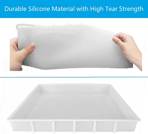 Vista 5 de Moldes de silicona de resina rectangular grande de 16 x 12 pulgadas, molde de silicona de resina epoxi para mesa de café de río, tablas de cortar
