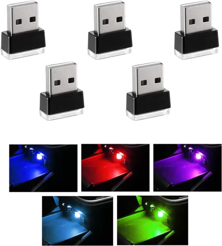 Vista 16 de 4 PCS Lámpara de Atmósfera Interior de Coche LED USB, Mini Luz Nocturna LED Portátil, Kit de Iluminación Ambiental de Maletero con Interfaz USB