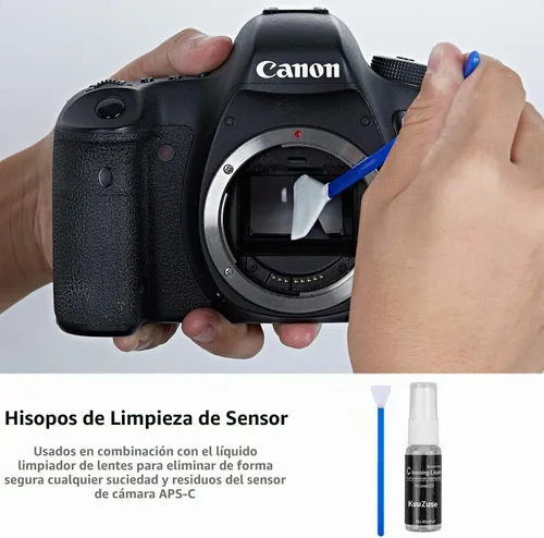 Vista 2 de Kit profesional de limpieza de cámaras DSLR con hisopos de limpieza APS-C, paños de microfibra, bolígrafo de limpieza de cámara, para lente de Rosa