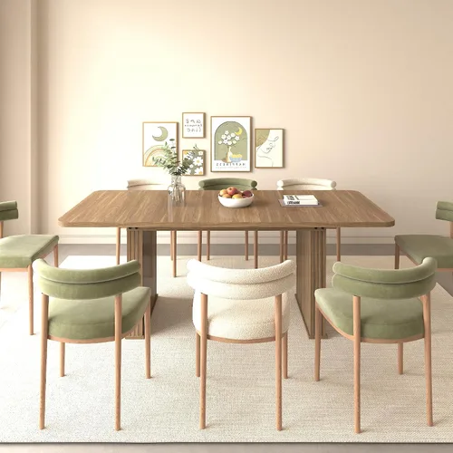 Vista 8 de Mesa de comedor extensible de 62.99 a 78.7 pulgadas para 6, 8 y 10, moderna mesa expandible de cocina de madera de granja, mesas de conferencias
