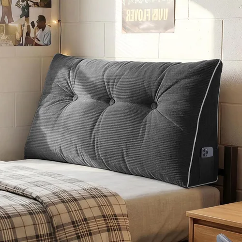Vista 64 de Sasttie Almohada de Cabecera Full, Almohada de Cuña Cabecera para Sentarse en la Cama, Soporte de Respaldo Cojín Triangular para Leer - Cuenta