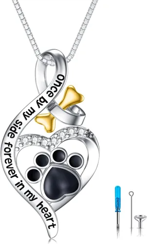 Vista 22 de Collar de urna de plata de ley para cenizas, recuerdo conmemorativo para perros, gatos y mascotas