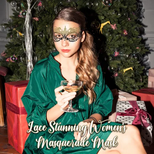 Vista 6 de Lace Masquerade Mask for Women - Venetian Party, Prom, Mardi Gras, Halloween