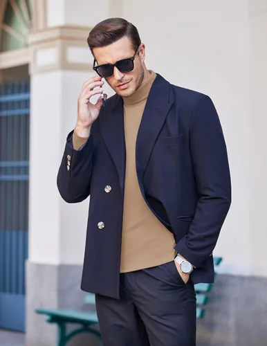Vista 3 de COOFANDY Men's Slim Fit Basic Turtleneck Long Sleeve Lightweight Pullover Sweaters Casual Knitted Tops