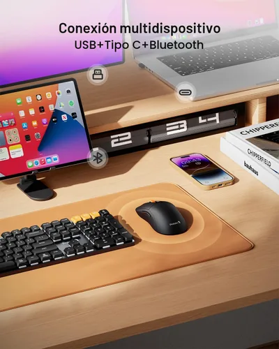 Vista 2 de ProtoArc Mouse inalámbrico Bluetooth para MacBook Pro/Air, mouse USB C, EM15 recargable y ligero, portátil para laptop, iPad, tableta, Chromebook