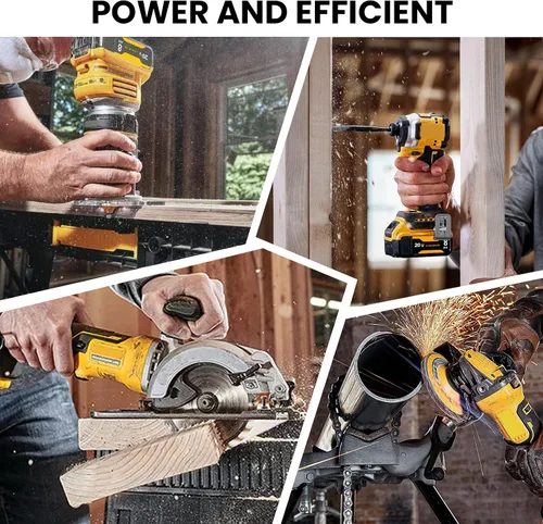 Vista 8 de Reemplazo de batería de 8.0Ah para batería Dewalt 20V MAX, con estación de cargador DCB112 Amarillo