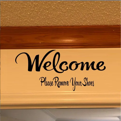 Vista 3 de Welcome Please Remove Your Shoes Vinilo Adhesivo de pared Hogar DIY Entrada Letras Palabras de pared