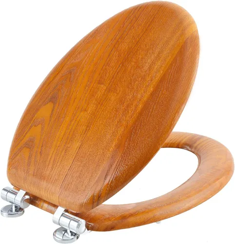 Vista 16 de Angel Shield Asiento de inodoro blanco de madera alargado con cierre silencioso 18.5" Bisagras de metal de liberación rápida, ajuste ajustable
