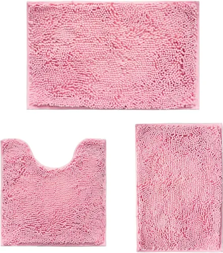 Vista 44 de Juego de alfombras de baño de 2 piezas, súper absorbente suave, gruesa, lavable en lavadora, alfombra de baño de chenilla antideslizante, alfombra