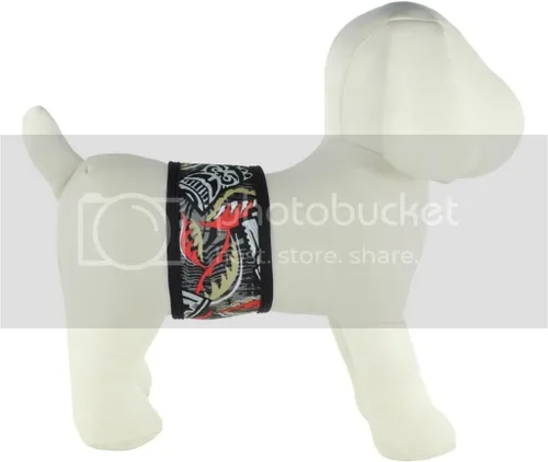 Vista 5 de Bandas lavables y reutilizables de vientre para perro macho de PlayaPup, Tiki Flame