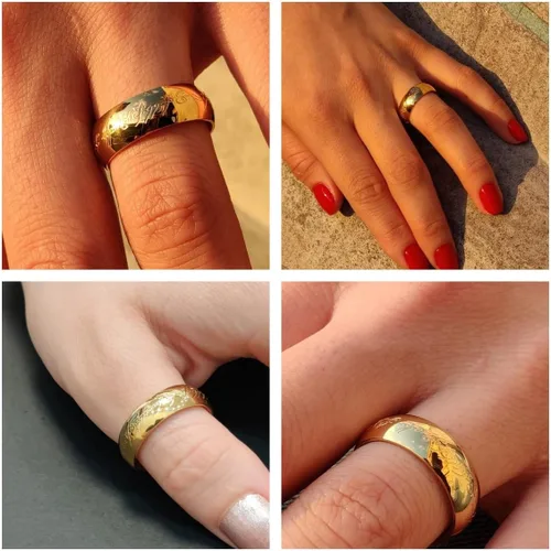 Vista 5 de Anillo grabado de oro de 0.276 in para hombres, mujeres y niños, anillo para gobernarlos a todos, anillo de lotería