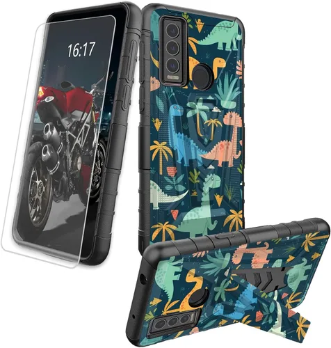 Vista 14 de Funda para AT&T Maestro Max 2021/Cricket Ovation 2 con protector de pantalla de vidrio templado, funda resistente con función atril integrada