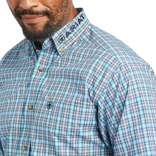 Vista 3 de ARIAT Camisa ajustada Pro Series Team para hombre, color azul marino