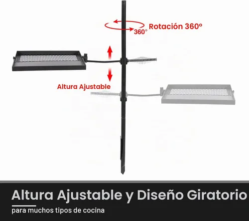 Vista 4 de REDCAMP Parrilla plegable giratoria para fogata, parrilla portátil para fogata sobre foso, rejilla de acero resistente y estante para fogata