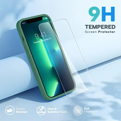 Vista 7 de Miracase Funda diseñada para iPhone 13 Pro Max con protector de pantalla, [forro de microfibra suave antiarañazos], funda protectora de silicona