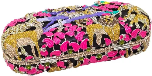 Vista 5 de Deslumbrantes monederos de animales brillantes para mujer, bolso de noche de embrague de cristal, bolso de fiesta de boda