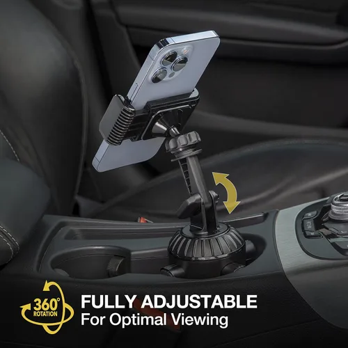 Vista 5 de Scosche UHCUP2M-SP1 - Soporte universal para teléfono con brazos ajustables y base ajustable, se expande para adaptarse al portavasos, rotación