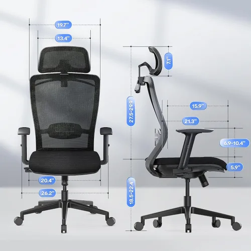 Vista 3 de FLEXISPOT Silla de oficina ergonómica, sillas de escritorio de oficina en casa con soporte lumbar ajustable, reposabrazos, bloqueo de inclinación