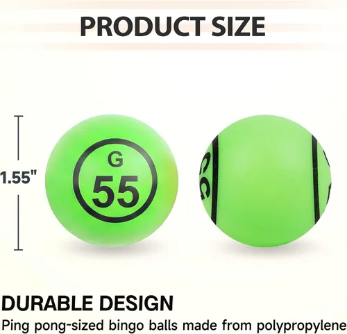 Vista 2 de GSE Games & Sports Expert Bingo Balls - Ping Pong Size Balls for Large Bingo Cage, Bingo Calling Balls for Parties, Prize Raffles, Family Game Nights