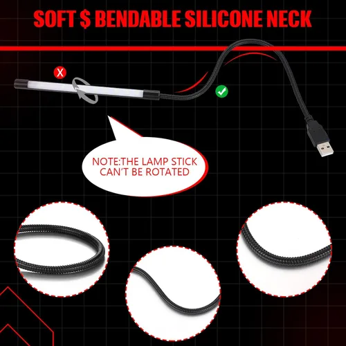 Vista 3 de Mudder Luz portátil USB para portátil - Interruptor táctil regulable regulable LED Lámpara blanca para computadora portátil PC (negro)