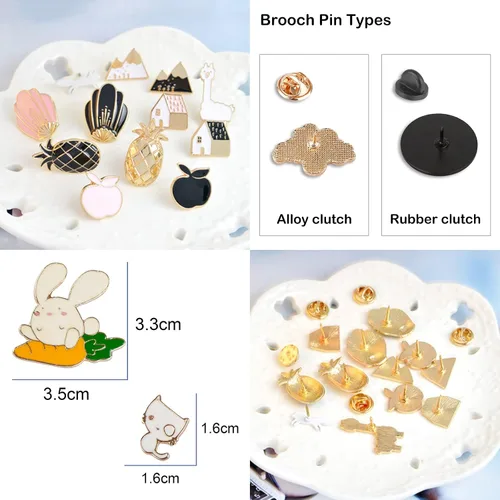Vista 2 de Juego mixto de 20 prendedores de esmalte para solapa Decoración para mochila, gorros y chaqueta