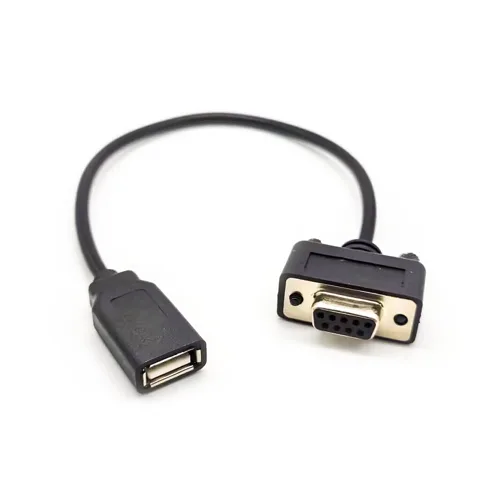 Vista 2 de Elecbee DB9 hembra a USB2.0 cable de alimentación hembra 0.2M, utilizado en aplicaciones informáticas e industriales para transferencia de datos