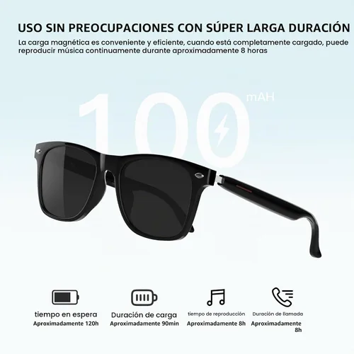 Vista 5 de Lentes inteligentes, gafas de sol Bluetooth, nuevas gafas inteligentes mejoradas para hombres/mujeres, altavoz de oído abierto, compatible