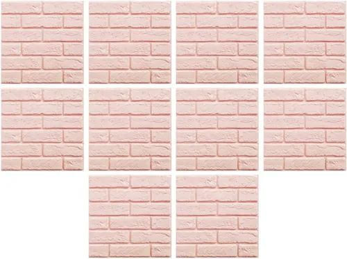 Vista 10 de ECYC Ltd 10 paneles de pared de ladrillo 3D de 11.81 x 11.81 pulgadas, autoadhesivos, papel tapiz impermeable extraíble para sala de estar, 01