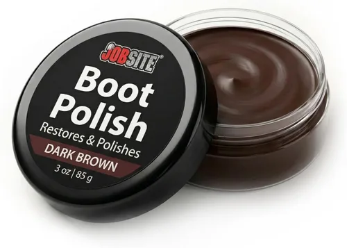 Vista 9 de JobSite Crema de cuero prémium para botas y zapatos, restaura, condiciona y pule - 3 onzas Negro