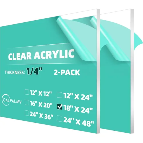 Vista 23 de CALPALMY (2-Pack) Hoja de plexiglás acrílico transparente de 24 x 36, 1/4" de grosor; Uso para proyectos de manualidades, letreros, vitrinas
