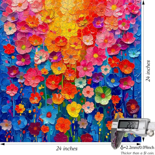 Vista 4 de Rompecabezas para adultos de 1000 piezas, rompecabezas de pared de flores coloridas para adultos, pintura de arte floral, flores de arco iris