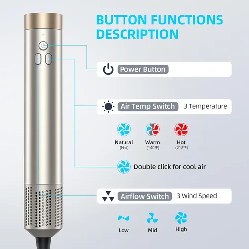 Vista 7 de Cepillo de aire caliente 6 en 1 y secador de pelo, voluminizador iónico, control de encrespamiento, multifunción con accesorios intercambiables