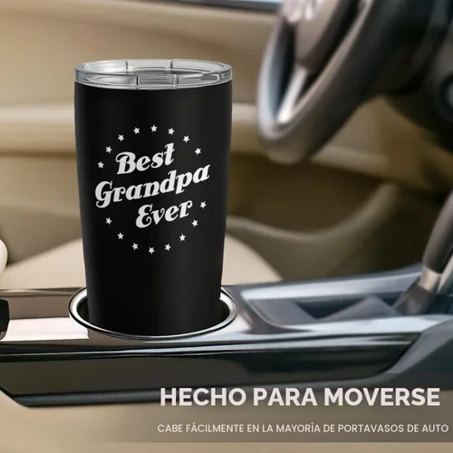 Vista 6 de SANDJEST Vaso con aislamiento para viajes, el mejor set de regalo para el mejor abuelo de todos, para papá, abuelo - Taza de 20 oz - Gran regalo