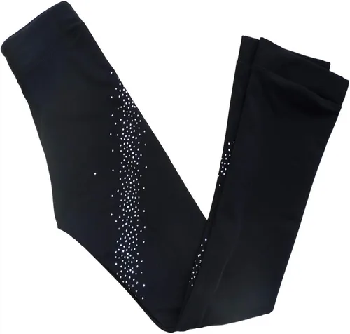 Vista 6 de Pantalones de patinaje artístico sobre hielo para niñas, pantalones de práctica sobre botas, pantalones de forro polar fino, pantalones de diamantes