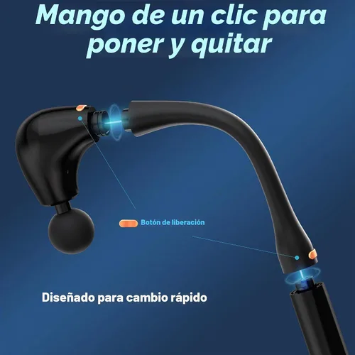 Vista 3 de Pistola de masaje de tejido profundo 2 en 1 desmontable con mango de extensión
