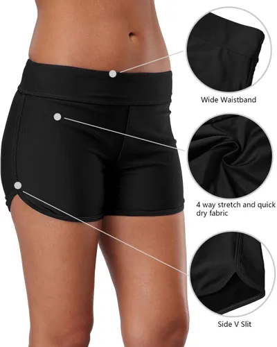 Vista 4 de ALove Pantalones cortos de natación para mujer, parte inferior de traje de baño elástica y lisa