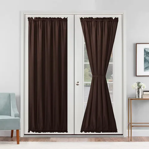Vista 19 de Cortinas para puerta francesa, color aguamarina, 24 pulgadas de ancho x 40 pulgadas de largo, 1 panel Bolsillo para barra, semitransparente