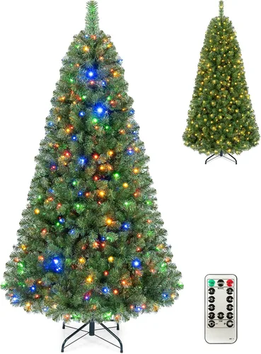 Vista 14 de GOFLAME Árbol de Navidad preiluminado de 7.5 pies con control remoto 3-Verde