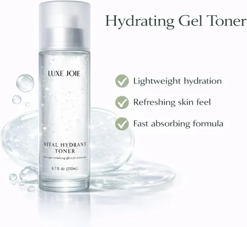 Vista 6 de LuxeJoie Tónico de gel hidratante para la cara – Aloe y tónico facial botánico para pieles sensibles, tónico facial hidratante ligero y no pegajoso