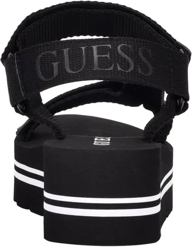 Vista 3 de GUESS Avin Sandalia de cuña para mujer, rosado, (Pink Multi Fabric)