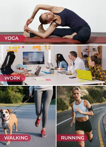 Vista 5 de Along Fit Calzas de yoga para mujer con bolsillos laterales, control de abdomen, para correr pantalones capri, talle alto, pantalones deportivos