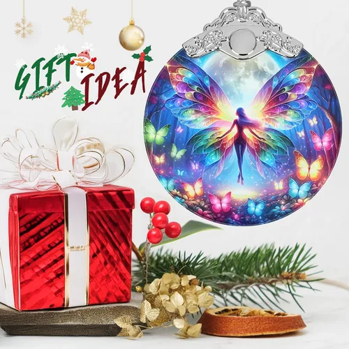 Vista 6 de Jocidea - Adorno de Vidrio Manchado de Elfo Mariposa - Adorno Navideño - Adornos Navideños para Árbol - Ideas de Regalos de Vacaciones - Intercambio