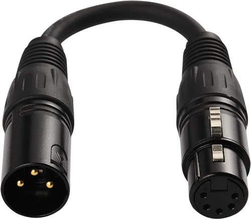 Vista 3 de MFL. Adaptador DMX de 3 pines a 5 pines (3 pines macho a 5 pines hembra) Señal XLR DMX cable de 3 pines a 5 pines para micrófono de iluminación