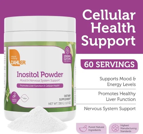Vista 2 de Zahler Inositol Powder - Mentalidad saludable y apoyo del sistema nervioso para mujeres - Inositol y glicina para apoyar la función hepática
